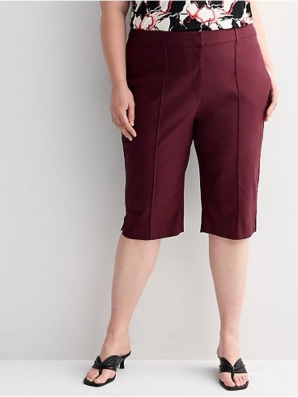 Plus Size Nine West Slide Slit Capri Pants | Bermuda Shorts